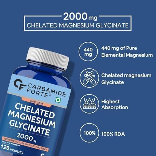 CF Chelated Magnesium Glycinate 2000mg 120 Veg Tablets RELAXATION, BETTER SLEEP. gallery