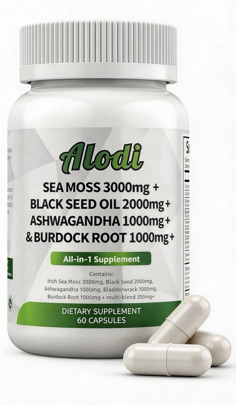 Alodi Sea Moss ,Ashwagandha ,Black Seed Oil ,Burdock Root (all-in -1)supplement