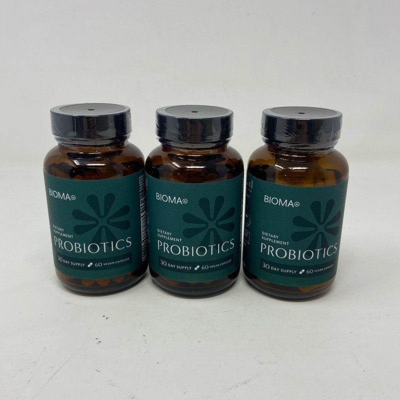 BIOMA Probiotics 60 Vegan Caps 3-Pack, Amber Glass Bottles
