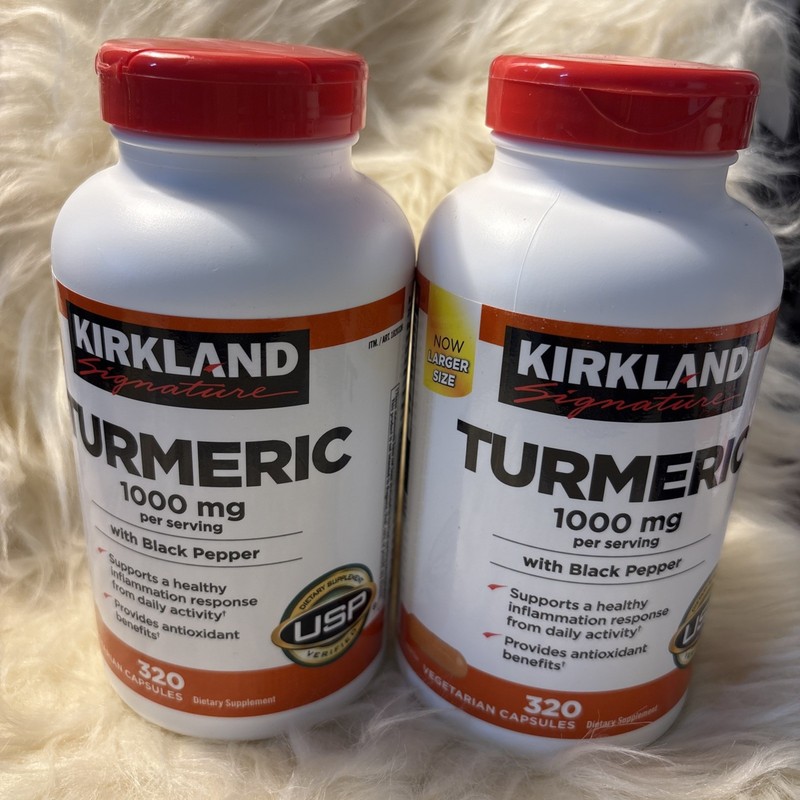 2x Kirkland Signature Turmeric with Black Pepper 1000mg 320 Ea. Exp 07/2026