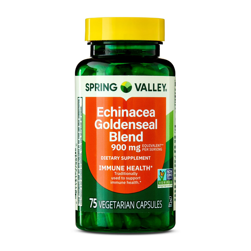 Spring Valley Echinacea Goldenseal Blend 900 mg 75 Vegetarian Capsules