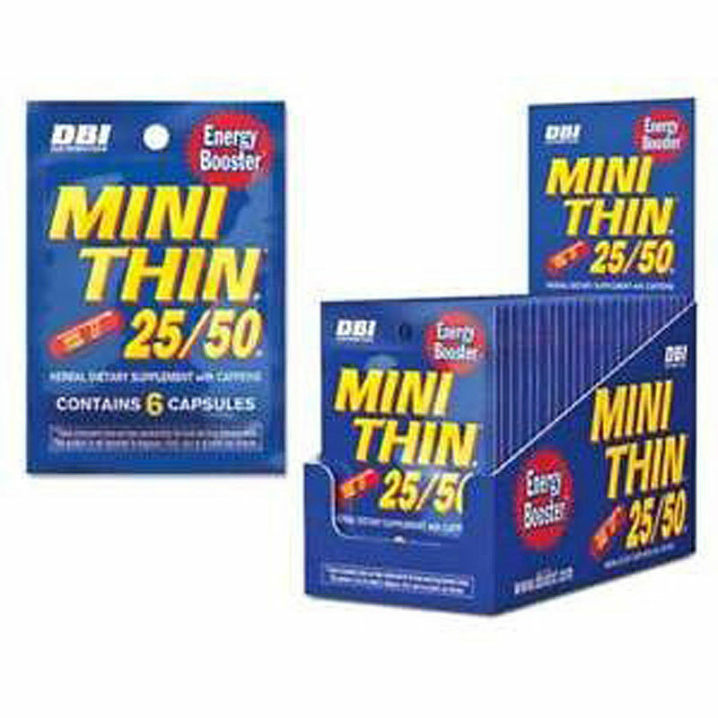 Mini Thin 25/50 25 50 Energy – 6 PACKS – Diet Herbal Caffeine 6 Capsules Pr Pack