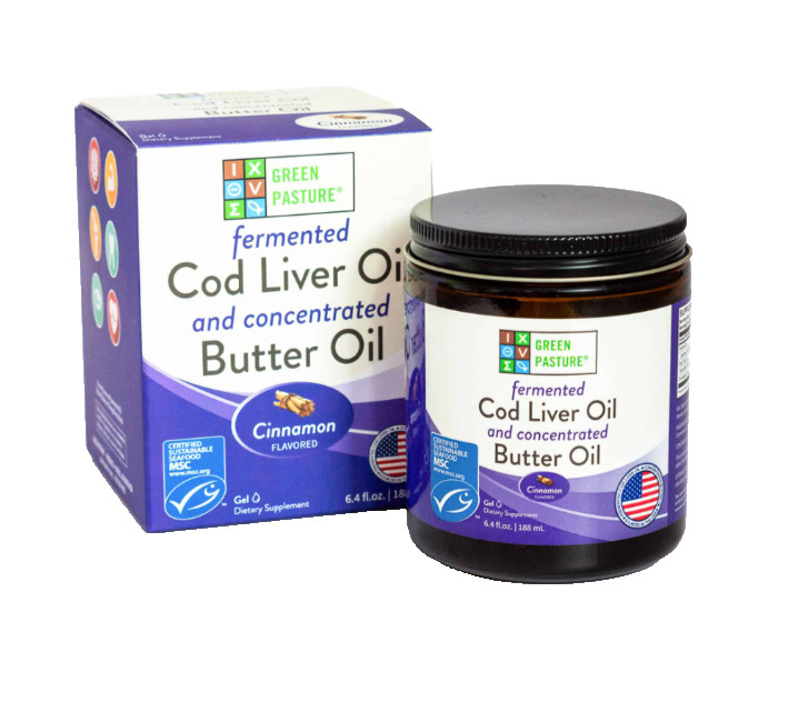 Green Pasture Fermented Cod Liver Oil & Butter Oil Cinnamon 6.4 fl oz Exp 11/26