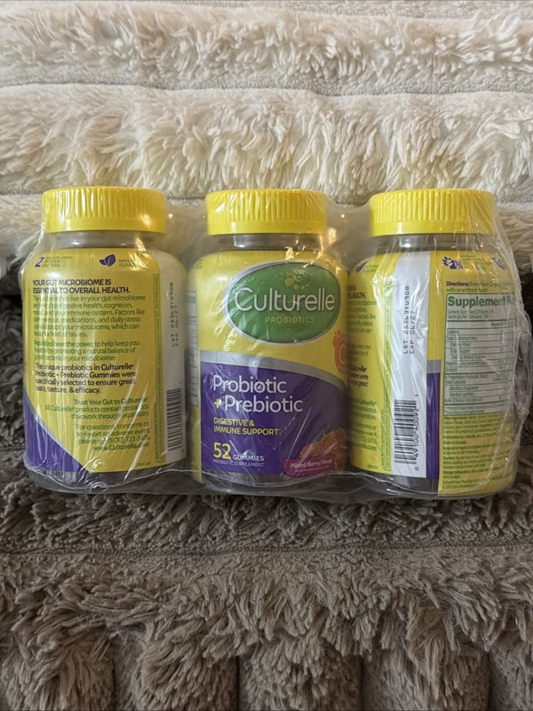 LOT OF 3 Culturelle Probiotic + Prebiotic 52 Gummies Mixed Berry 06/2027 SEALED