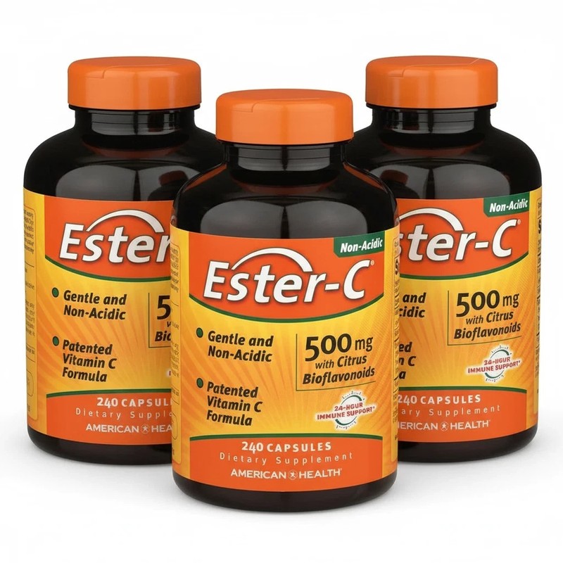 American Health Ester-C Citrus Bioflavonoids (500mg) 240 Caps Each (Pack of 3)