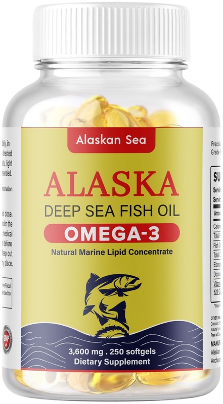 Omega 3 Fish Oil Alaskan Sea – 3,600MG 250 Softgels (125 Serv) 5x Strength USA