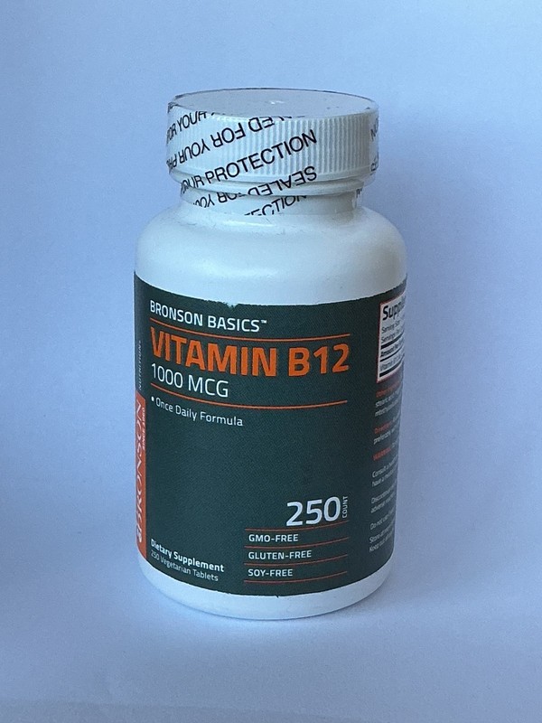 Bronson Basics Vitamin B12 1000 mcg Once Daily Formula 250 count Exp 01/2028