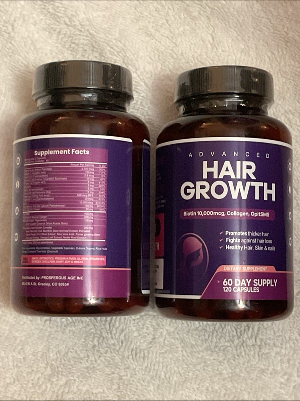 2X Rainbow Nutrients ADVANCED Hair Growth Vitamins – Biotin 10,000mcg, Collagen gallery