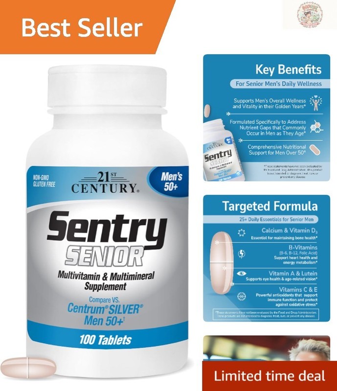 Sentry Senior Men 50Plus Multivitamins – 100 Tablets for Heart & Bone Health