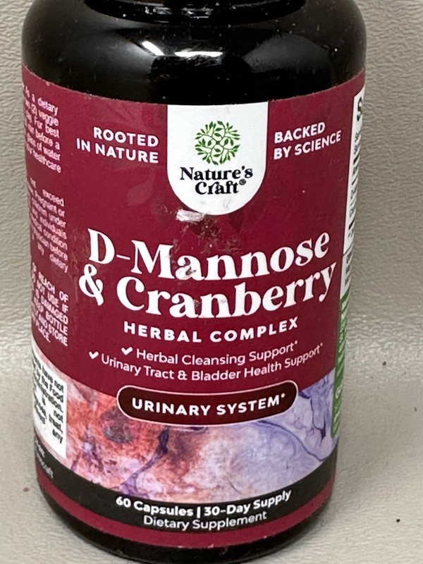 Nature's Craft D-Mannose Cranberry Herbal Complex Urinary 60 capsules 3 Btl 5/28 gallery