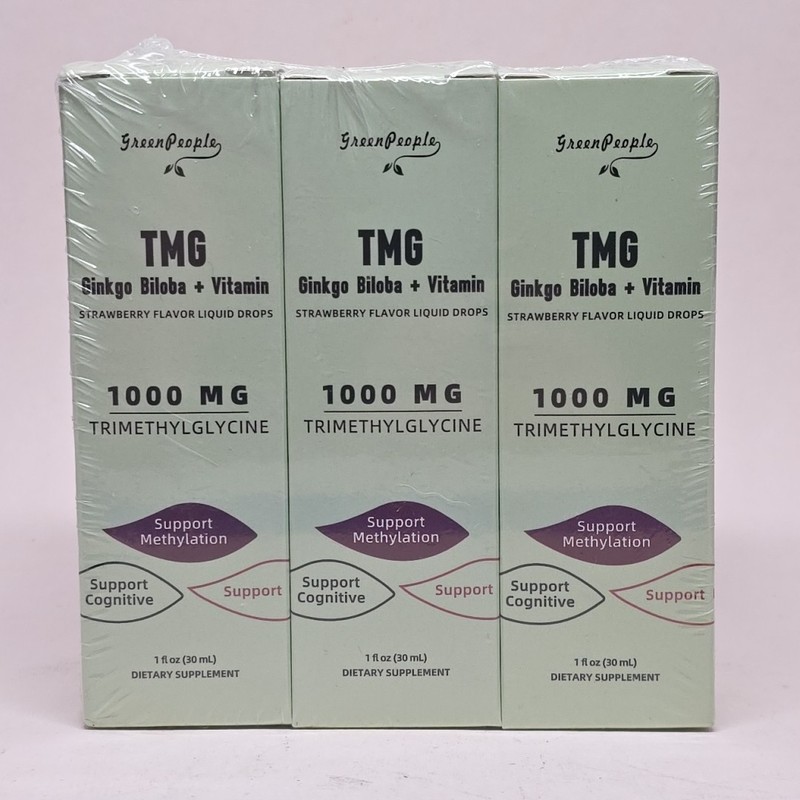 GreenPeople TMG 1000 Mg Liquid Drops, 3 Boxes, 1 Fl Oz Each, Exp 4/27