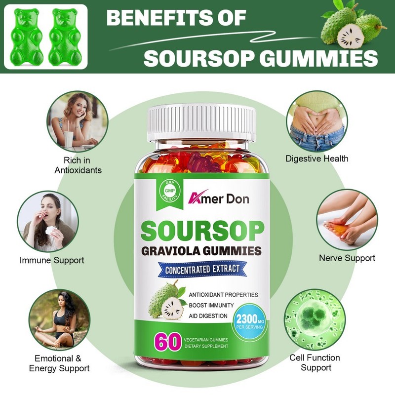 Soursop Graviola Gummies 2300mg - Antioxidant, Immune Support, Digestive Health gallery
