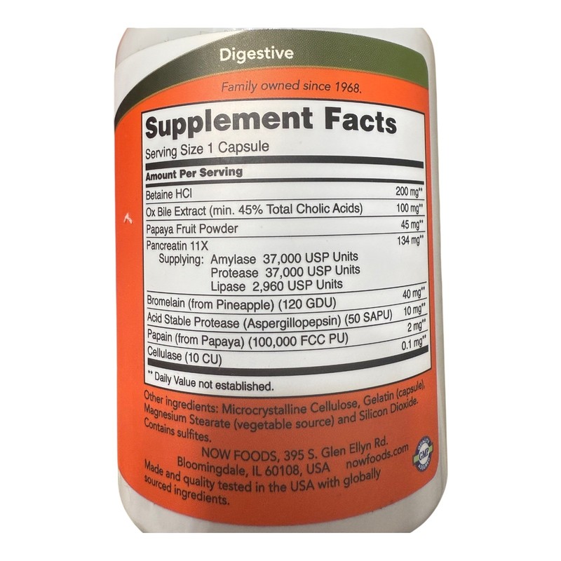 NOW Foods Super Enzymes 90Caps BetaineBromelainOx BilePancreatinPapaya gallery