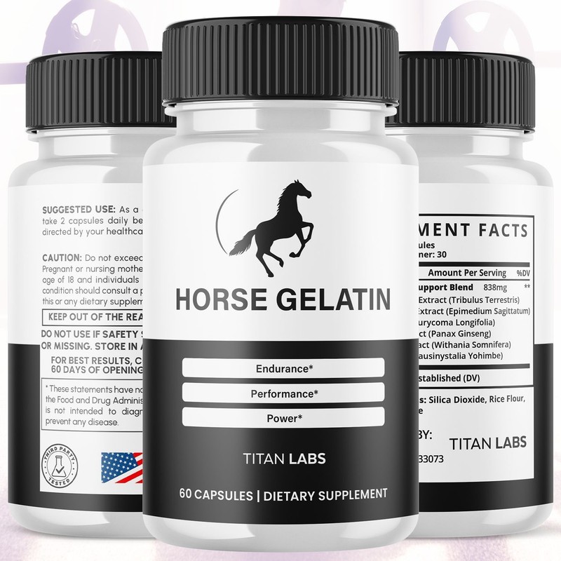 (3 Pack) Horse Gelatin Advanced Male Support Supplement HorseGelatin 180 Capsule gallery