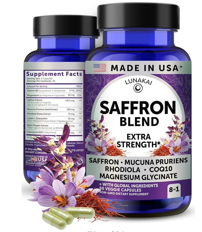 Saffron Supplements for Women & Men 176mg – 8-in-1 Saffron Extract Capsules