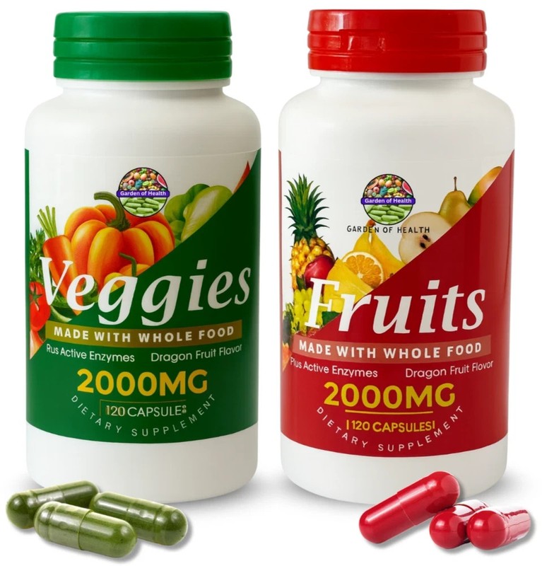 Garden OF Health Fruits Veggie 2000mg Enzymes Blend Whoele Food 240 Capsules---