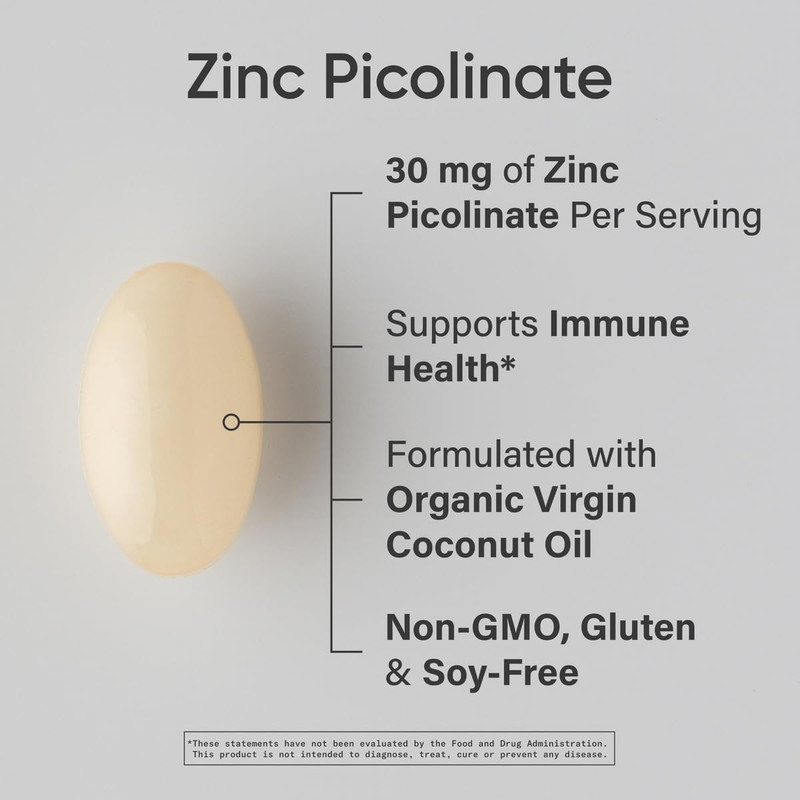 High Potency Zinc Picolinate 30Mg with Organic Coconut Oil | Highly Absorbable Z gallery