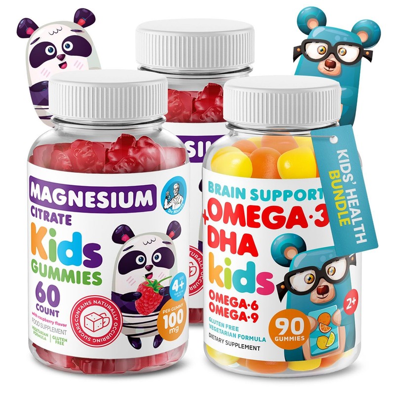 Dr. Moritz Kids Magnesium & Omega 3 Gummies Bundle 60+90ct Low Sugar