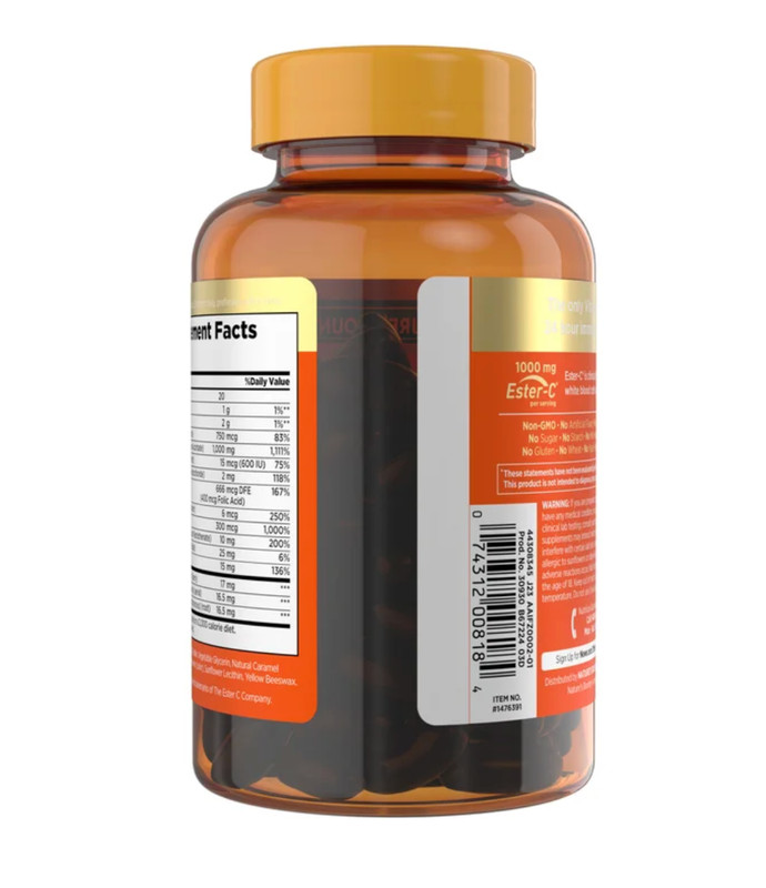 Nature’s Bounty Immune 24 Hour + Immune Support Softgels, 1000mg Vitamin C (120 gallery