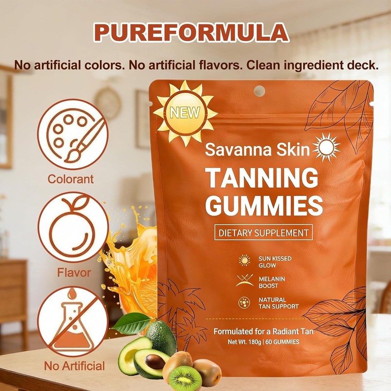 Savanna Skin Tanning Gummies, Tanning Gummies For Women With Beta Carotene US gallery