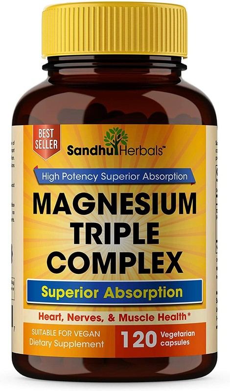 Magnesium Triple Complex 120 Capsules – Support Heart, Nerves & Muscle Health