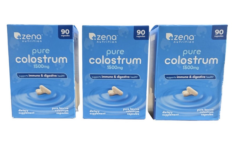Zena Nutrition Pure Colostrum 1500Mg 90 Capsules Exp 12/26- LOT OF 3