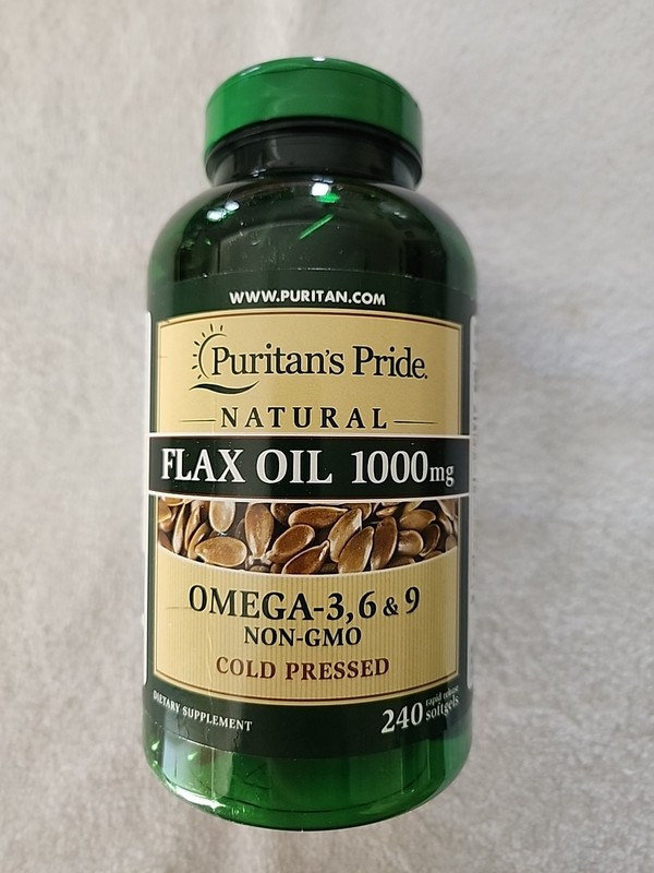 Puritan’s Pride Natural Flax Oil 1000 mg – 240 Rapid Release Softgels exp 11/26