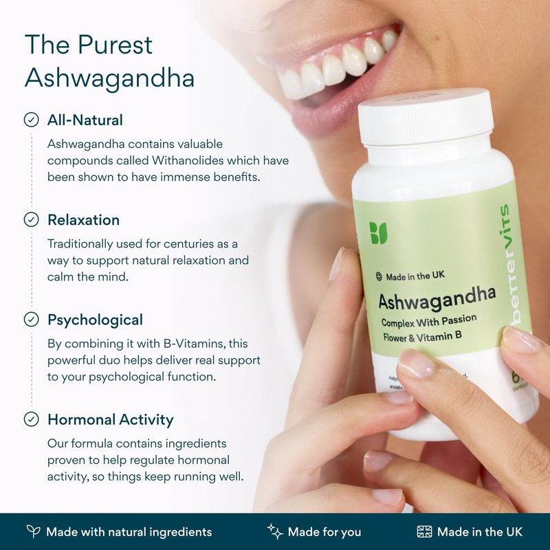 Bettervits Ashwagandha Complex Passion Flower And Vitamin B Ksm-66 Organic Root gallery