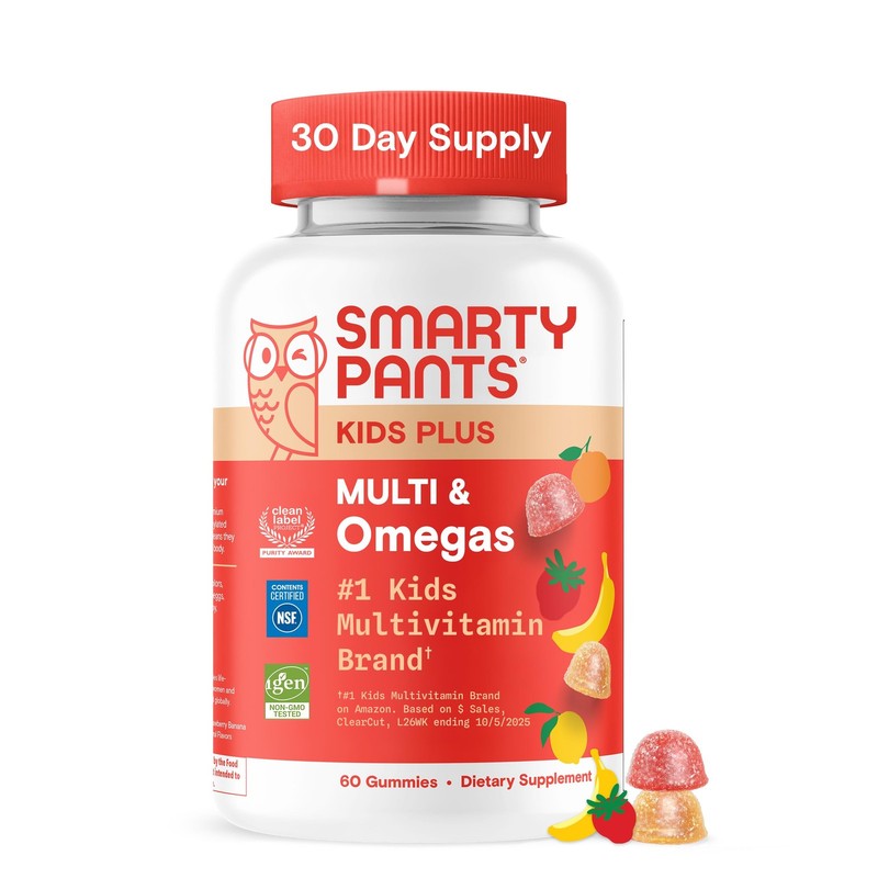 SmartyPants Kids Multivitamin Gummies with Omega 3 DHA/EPA, Vitamins D3, C,
