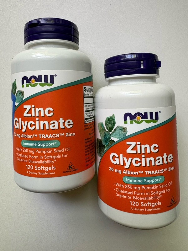 NOW Foods Zinc Glycinate + Pumpkin Seed Oil – 240 PACK (2×120) – 30mg BB 09/2029