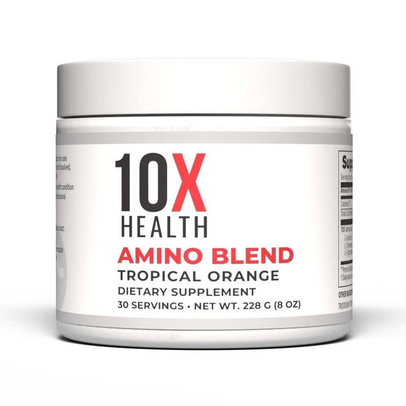 10X Health System Amino Blend Tropical Orange EAA BCAA Powder Energy 30 Servings
