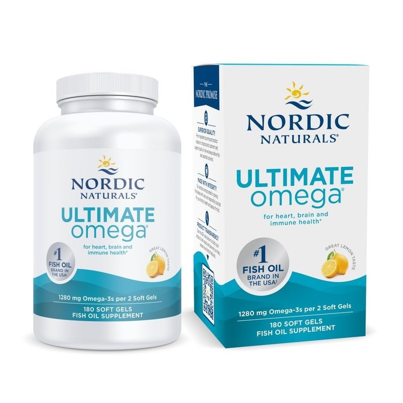 Omega 3 Fish Oil 1280mg 180 Soft Gels Lemon Nordic Naturals Ultimate Flavor