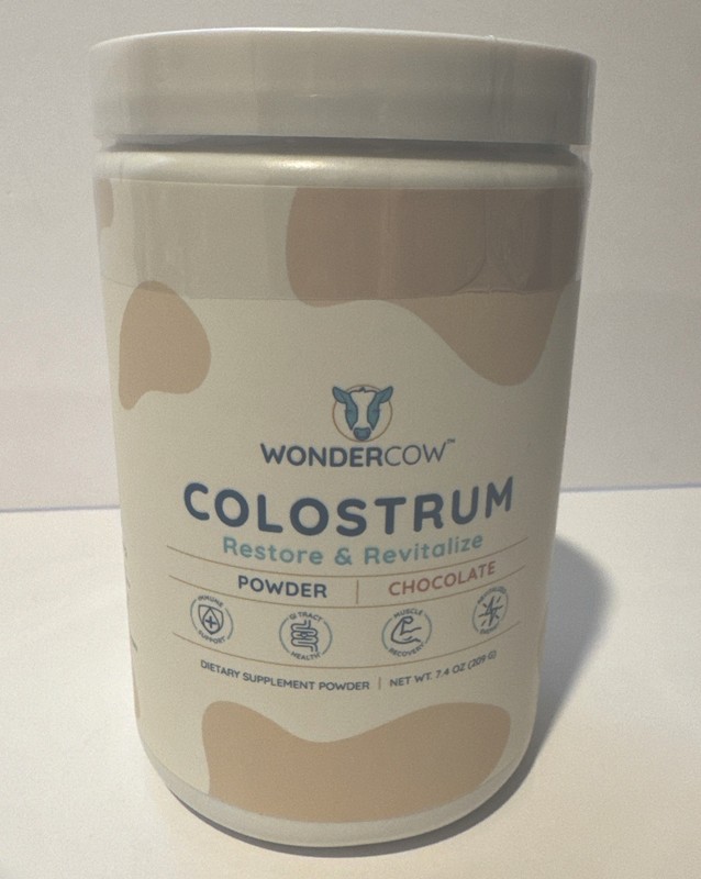 WonderCow Colostrum Powder Chocolate 7.4 oz Dietary Supplement Whole Bovine New