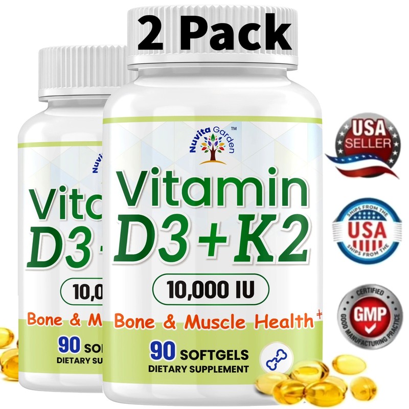 Vitamin D-3 & K-2, 10,000 IU/250 mcg,Plus Cardiovascular Support, Supports Bone