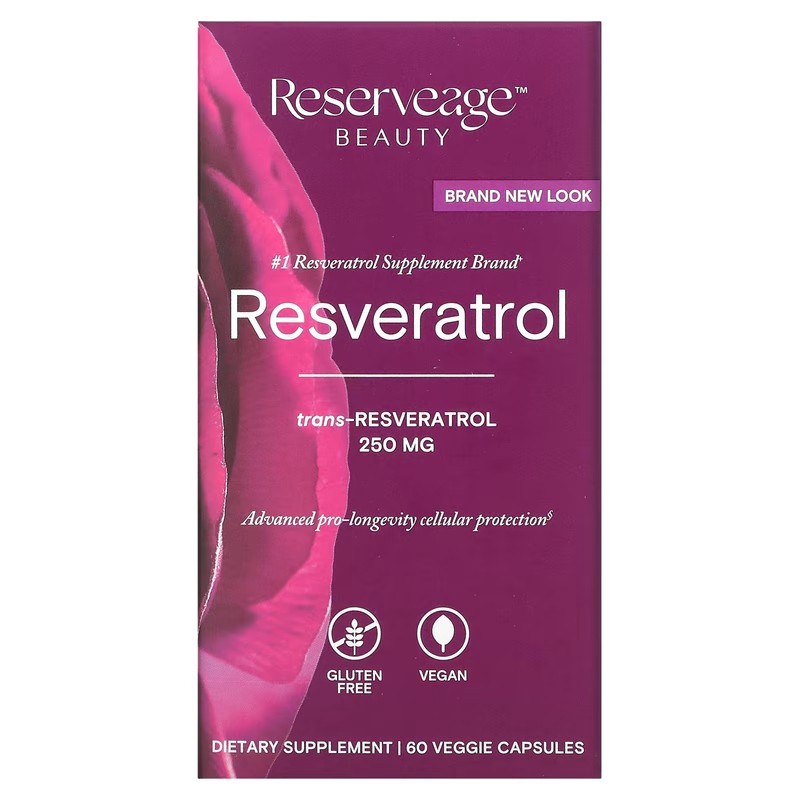2 X Reserveage Beauty, Resveratrol, 60 Veggie Capsules