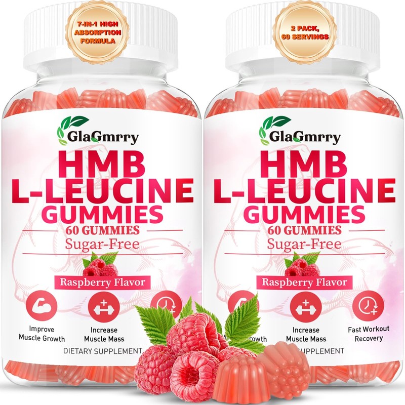 Glagmrry 2 Pack Hmb And Leucine Gummies Hmb Leucine Amino Acid For Muscle