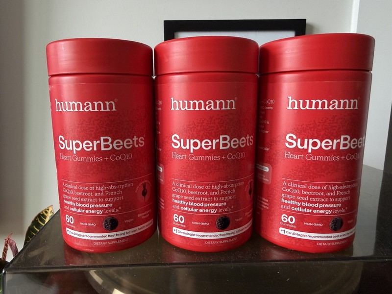 Lot of 3 SuperBeets Heart Gummies Strawberry Beetroot Grape Seed 60ct EXP12/27