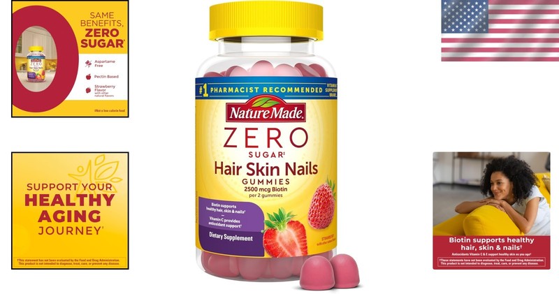 Delicious Strawberry Biotin Gummies - 2500 mcg for Hair, Skin & Nails, 120 Count gallery