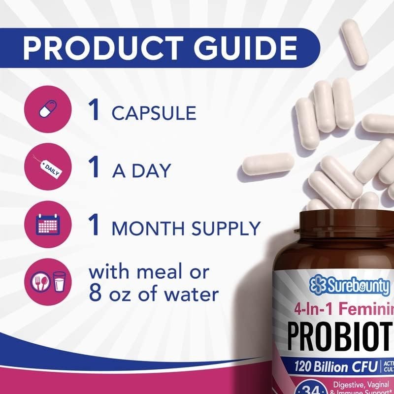 Surebounty Probiotics for Women 120 Billion CFU 34 Strains Prebiotics Digesti... gallery