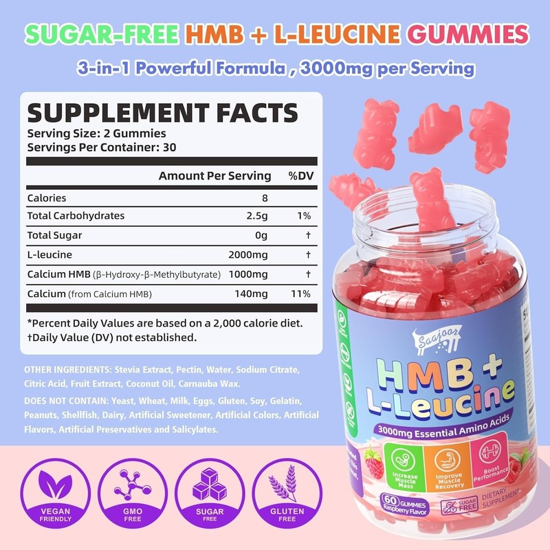 2 Pack HMB and L-Leucine 3000mg with Calcium Gummies gallery