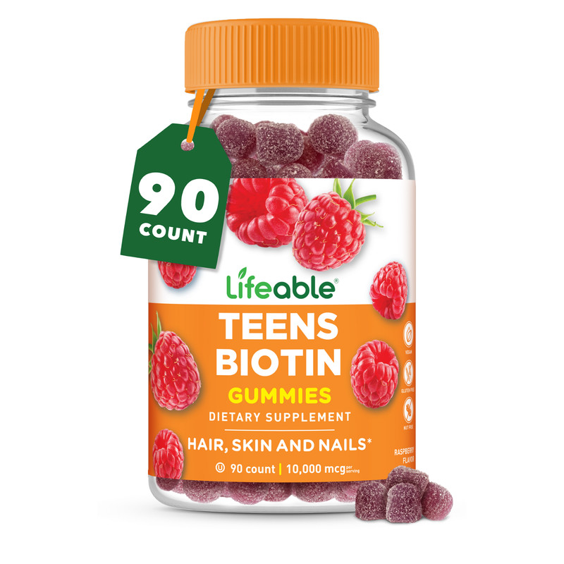 Teens Biotin 10000mcg Gummies – Hair growth, Healthy Skin and Nails – 90 Gummies