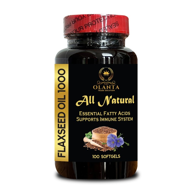 Cold-Pressed Flaxseed Oil 100 Count – Organic Plant Omegas – Non-GMO – Vegan 1B
