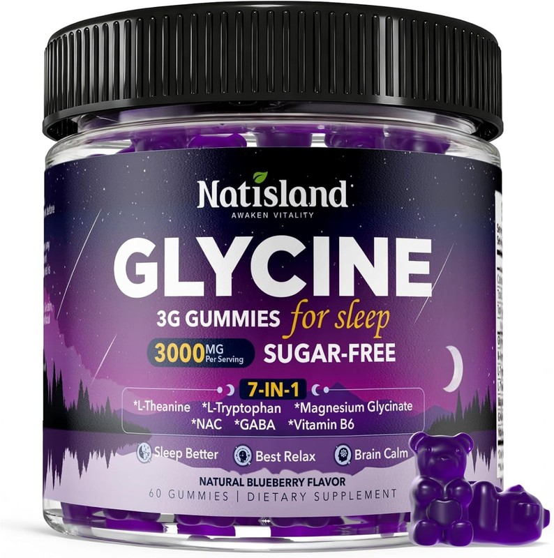 Glycine Gummies for Sleep, Glycine 3g Supplements with NAC, Magnesium Glycinate