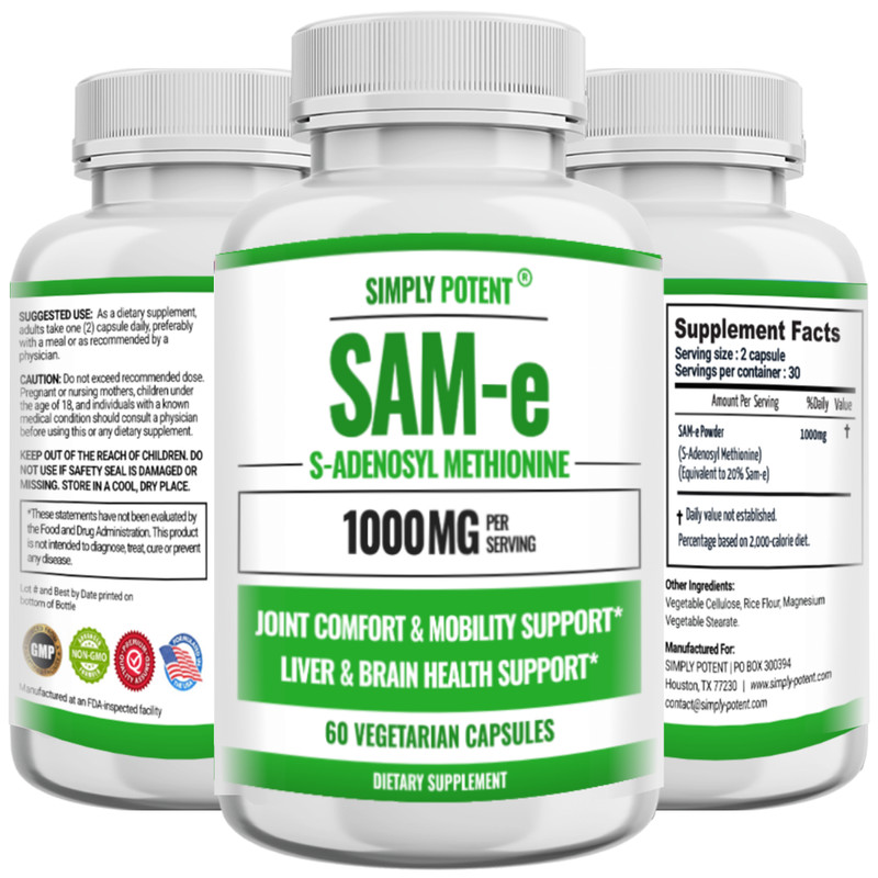 SAM-e 1000mg | Mood Joint & Liver Support | S-Adenosyl Methionine | 60 Caps USA gallery