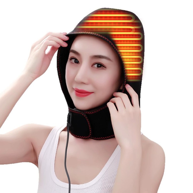 Heated Head Wrap for Headache and Neck Pain, Eletric Heated Hood Hat Migraine...