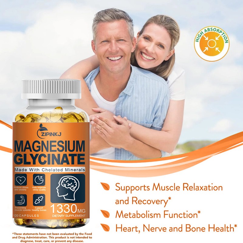 Magnesium Glycinate | 1330mg | 240 Capsules | Buffered & Chelated | by ZIPINKJ gallery