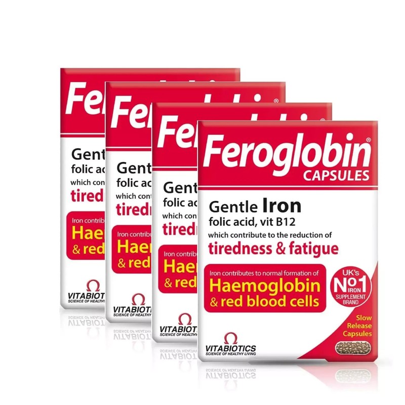 4X VITABIOTICS Feroglobin Vitamin and Mineral 30 Capsules – EXP 08/2028