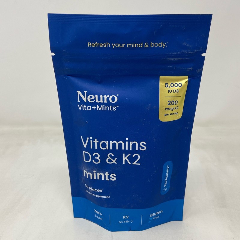 Neuro Vita+Mints D3 & K2 Peppermint 90ct 5000 IU D3 200mcg K2