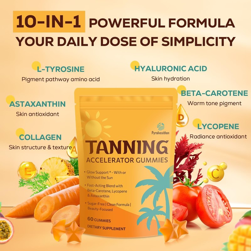 Tanning Gummies with Astaxanthin for Women and Men | Sunless Tanning Suppleme... gallery