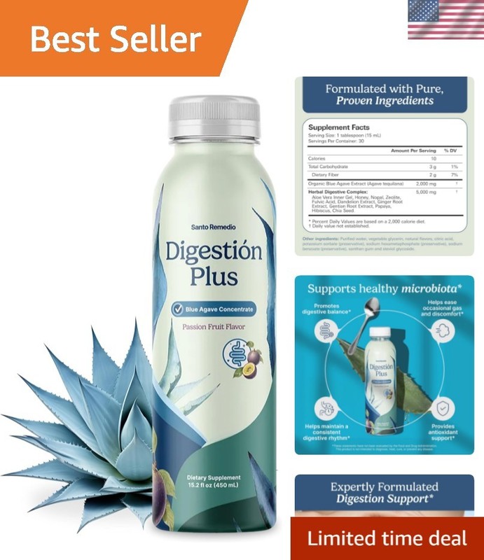 Digestion Plus, Concentrated Blue Agave Drink, 30 Servings, Passionfruit Flav…